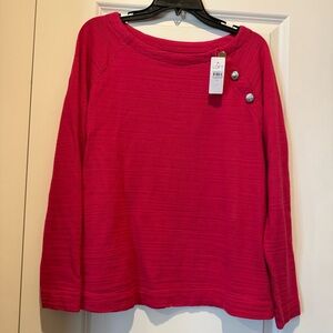 Women’s Loft M Medium Pink/Fushia New Gold Button Top NWT